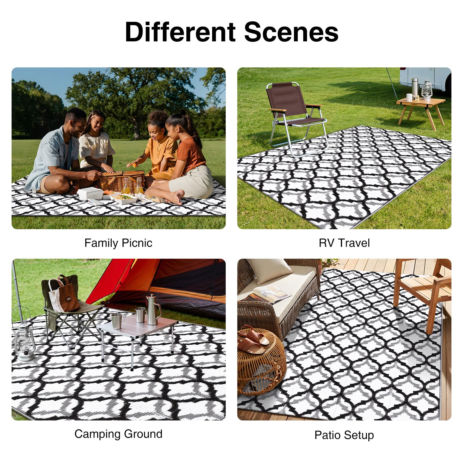 OLANLY soft-underfoot outdoor rug provides comfortable barefoot relaxation.