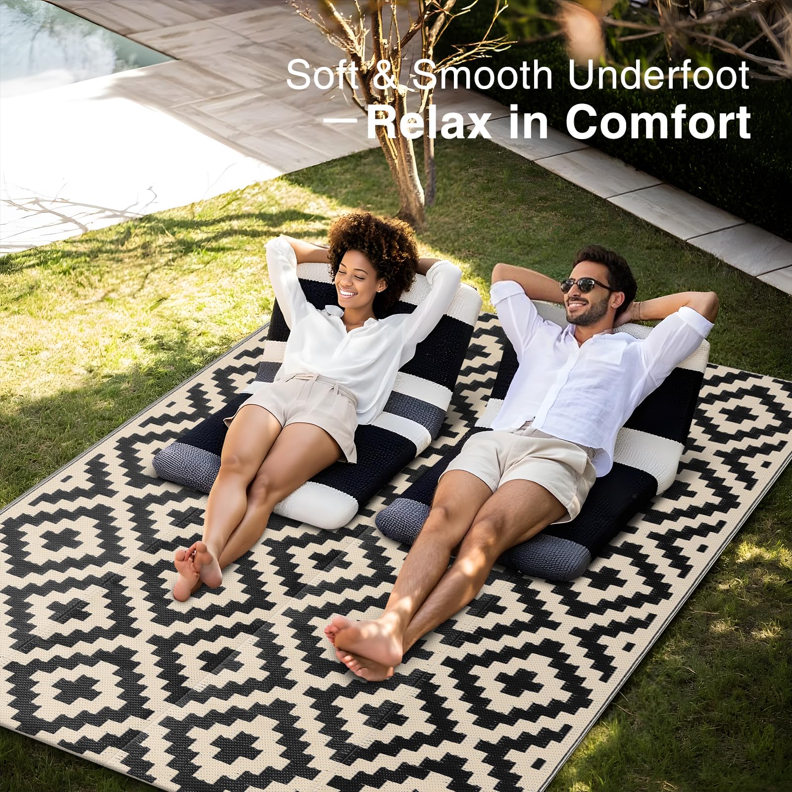 OLANLY smooth underfoot offers comfortable barefoot seating on decks and patios.