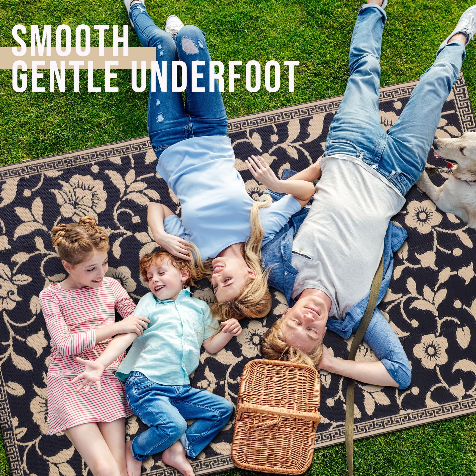 OLANLY UV-protected floral outdoor rug maintaining colors in sun