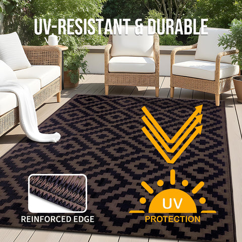 OLANLY UV-protected outdoor rug stays vibrant under sun and weather.