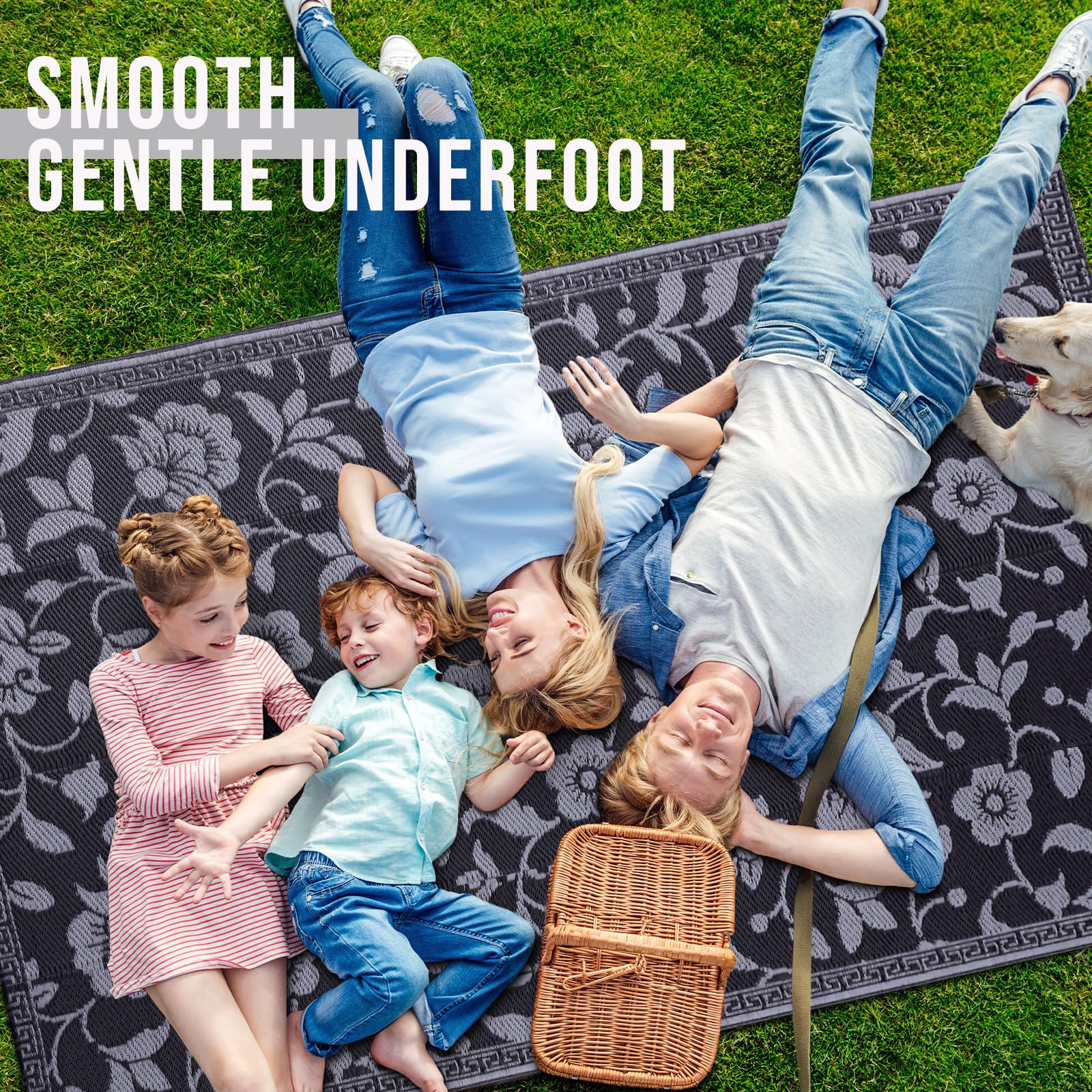 OLANLY UV-protected rug keeps colors vibrant on sunlit decks and balconies.