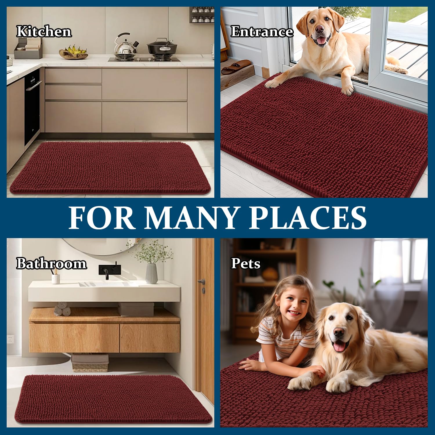 OLANLY versatile-pet-mat for mud and dirt; ideal for inside floors and car trips.