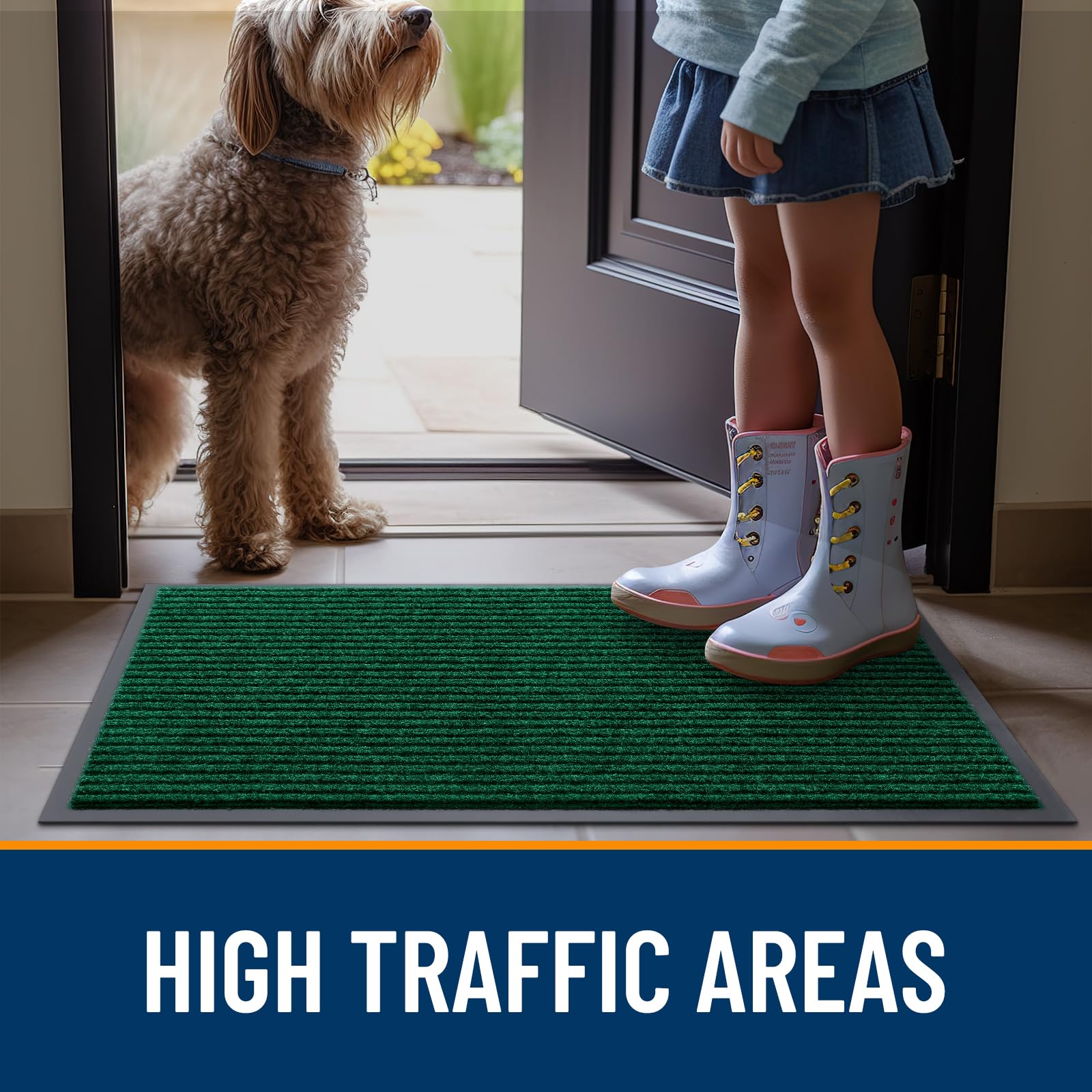 OLANLY waterproof indoor-outdoor doormat endures daily use in all weather.