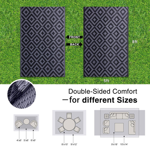 OLANLY waterproof rug with reversible sides adds versatile style to any deck