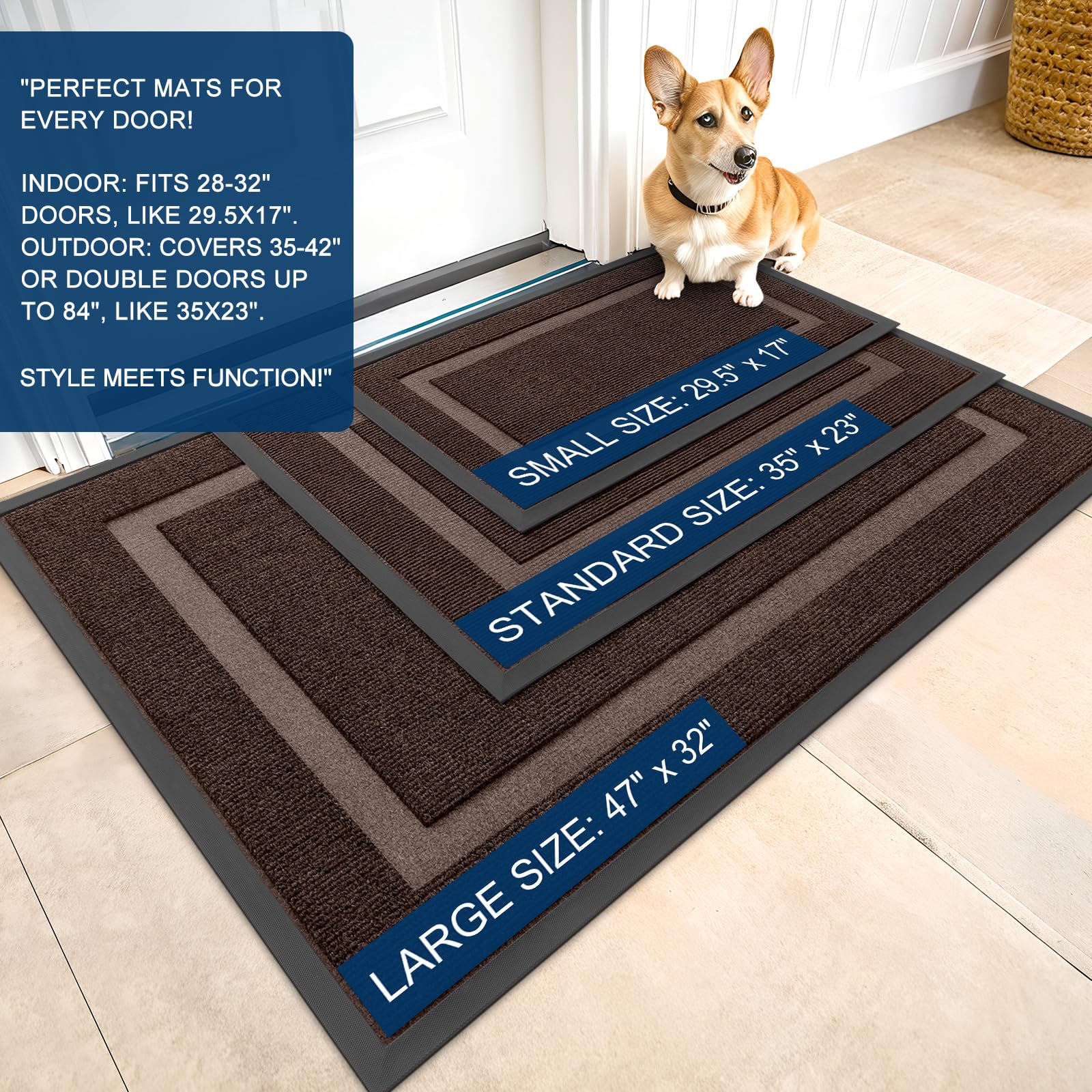 OLANLY weather resistant fade-proof mat for indoor and outdoor use.