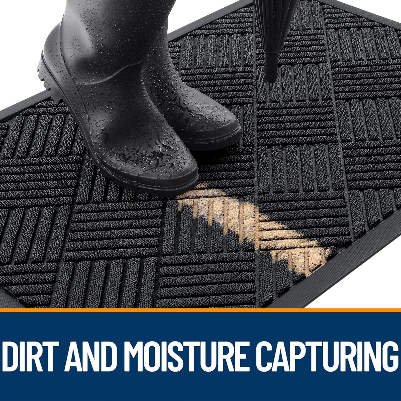 OLANLY woven surface with deep grooves captures dirt and moisture