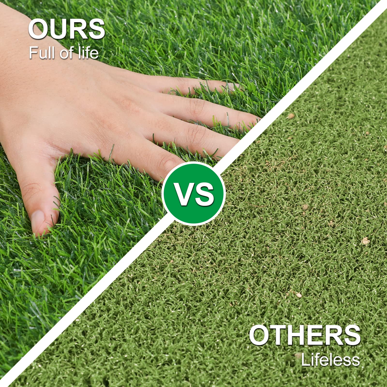 OLanto artificial grass door mat indoor corner scenario highlighting soft pile