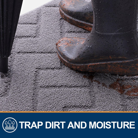 OLANLY mat showing dirt absorption and moisture capture for clean floors.