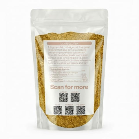 Old Cobblers Farm corn gluten 10lb bag supports organic soil enrichment.