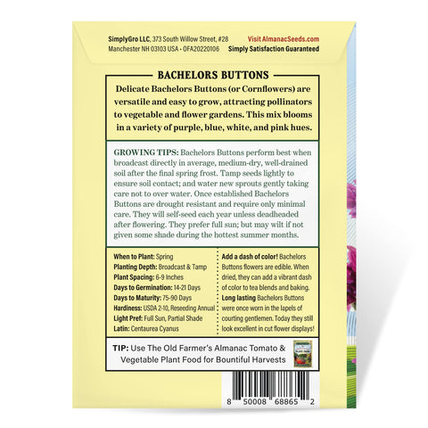 Open-pollinated seeds offering reliable germination and backyard color from Old Farmer's Almanac.