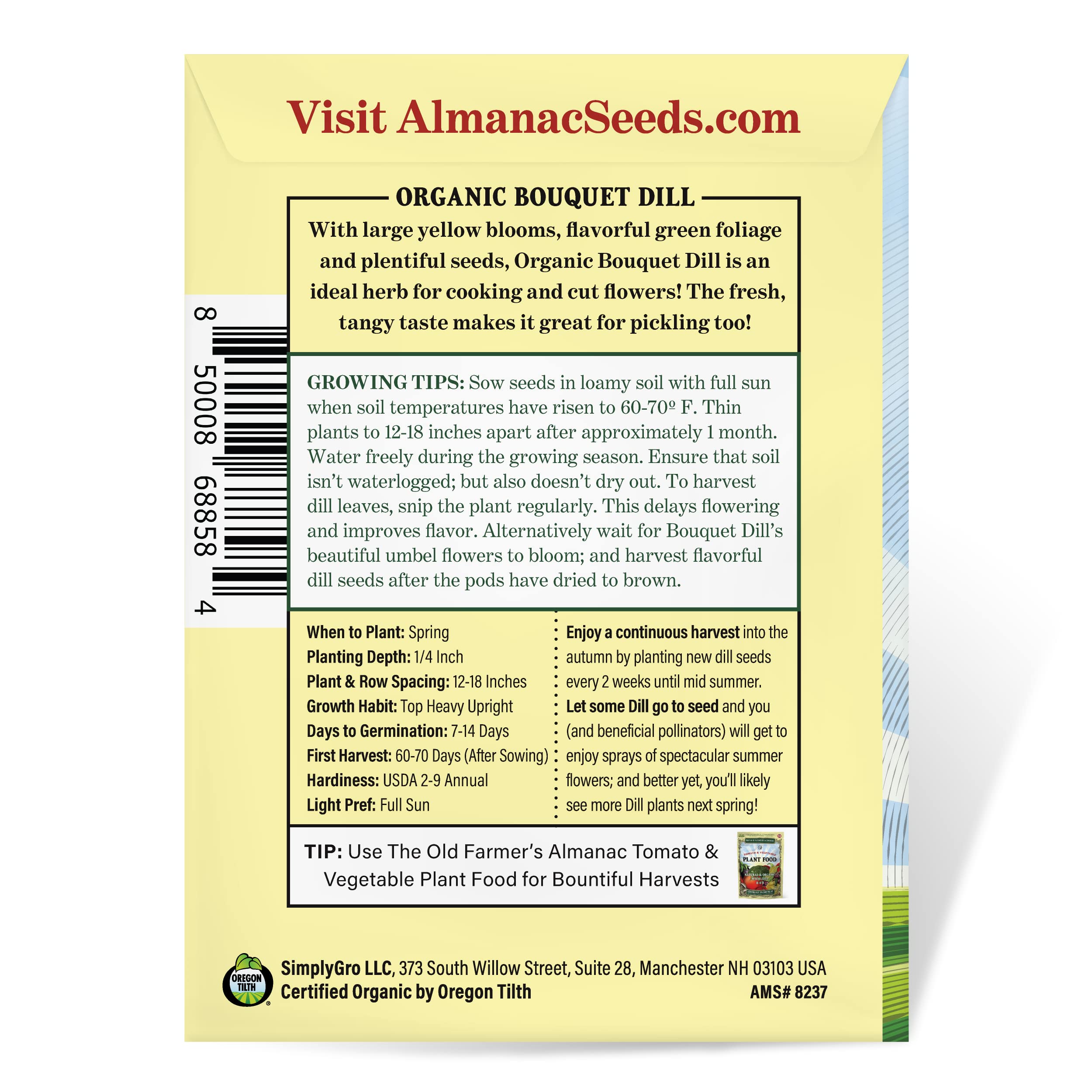 The Old Farmer's Almanac dill umbels in bloom attract pollinators