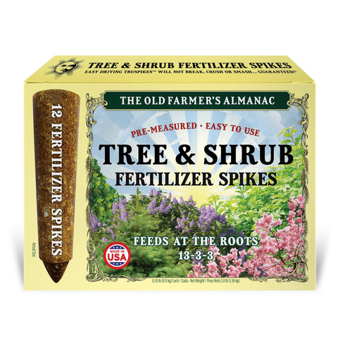 The Old Farmer's Almanac TruSpike side view delivering quick tree and shrub nutrition.