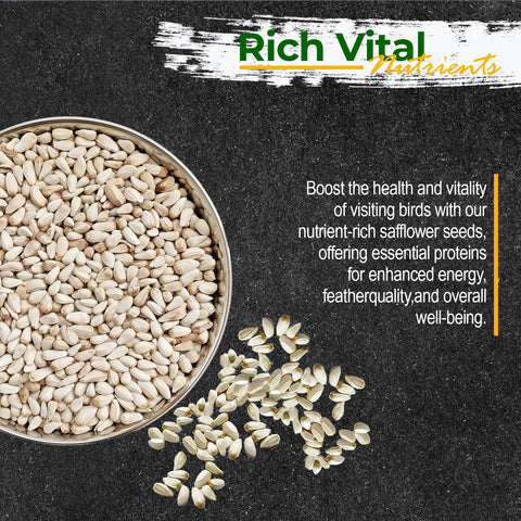 Old Potters Wildlife safflower seed storage stays fresh in a sturdy bag, reducing waste.