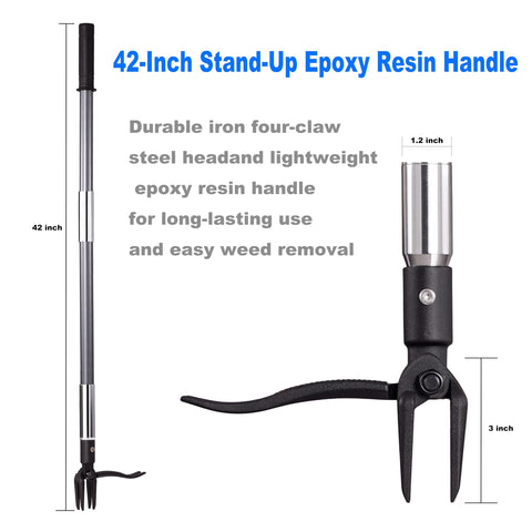 Oldriver four-claw steel head grips weeds at the root for thorough removal