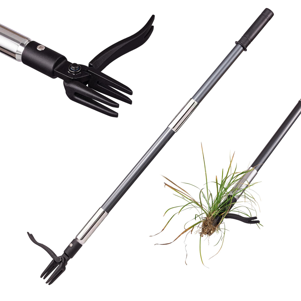 Oldriver stand-up weed puller with epoxy long handle for easy upright weed removal