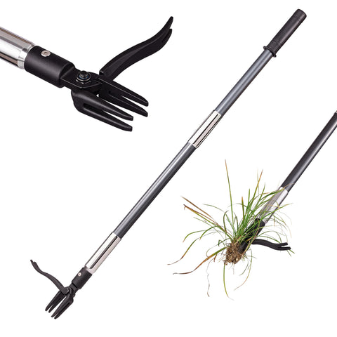 Oldriver stand-up weed puller with epoxy long handle for easy upright weed removal