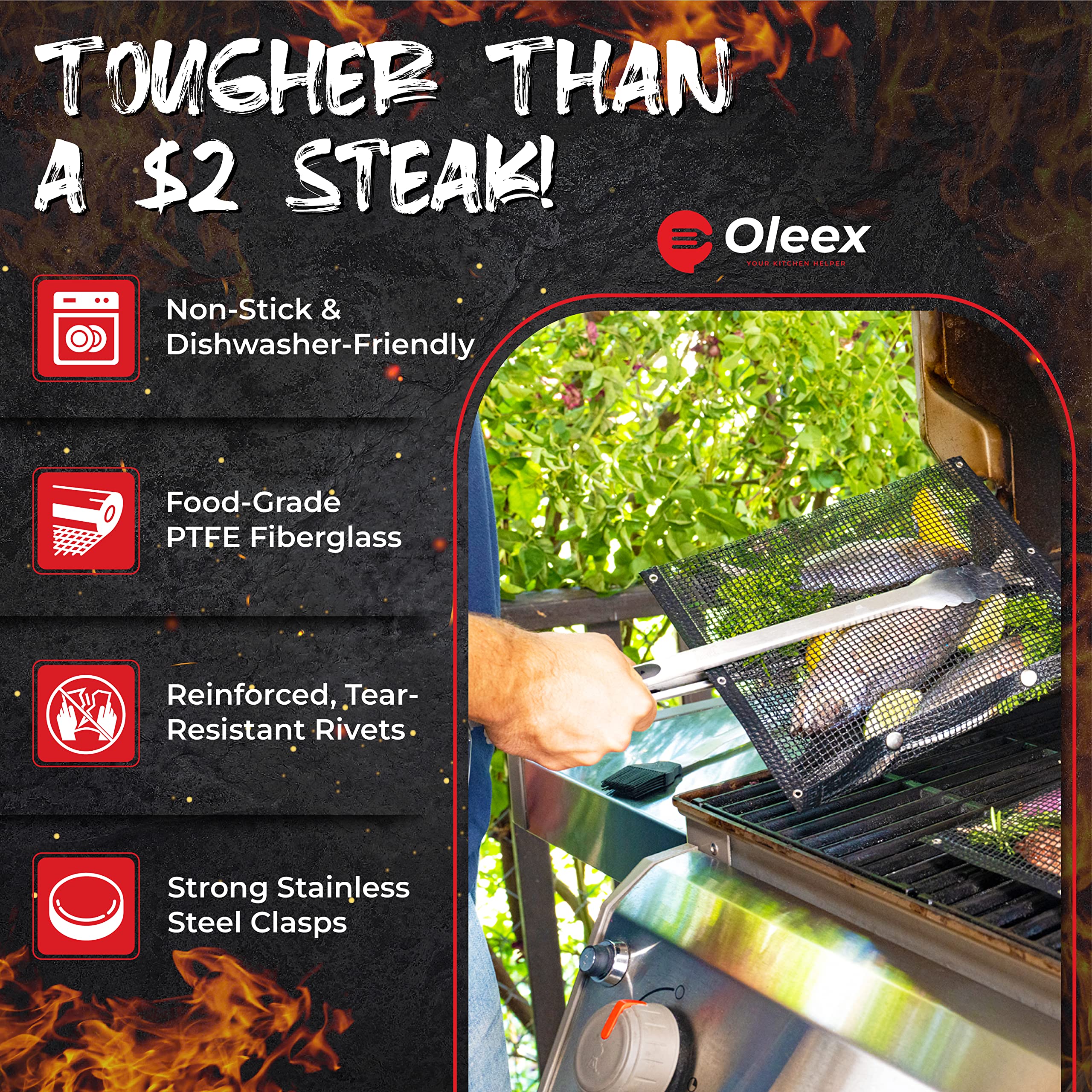 Oleex basting brush applying sauce for flavor