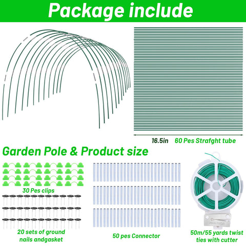 Oleitodh grow-tunnel connection showing linking hoops for customizable cover lengths.