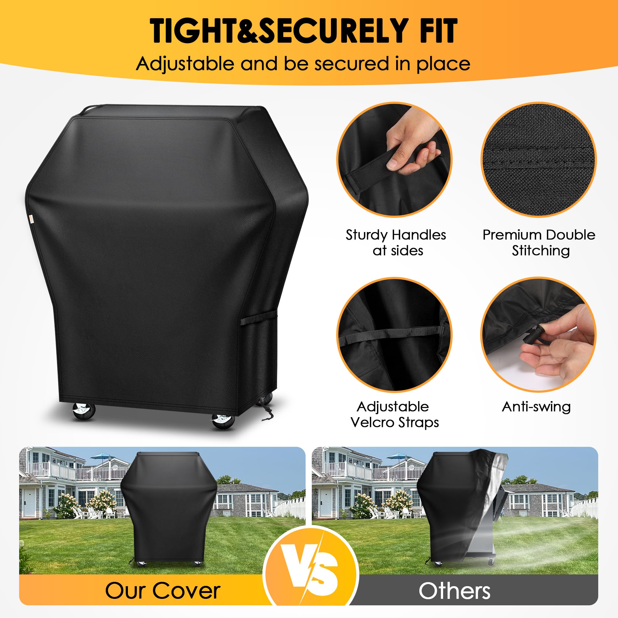 Olforce 32-inch size with adjustable rope ensures a snug fit on compatible grills.