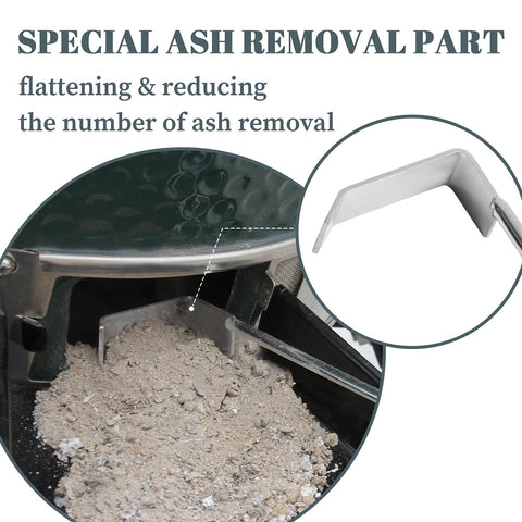 17.5 inch length reaches deep into the charcoal chamber for quick clearing.