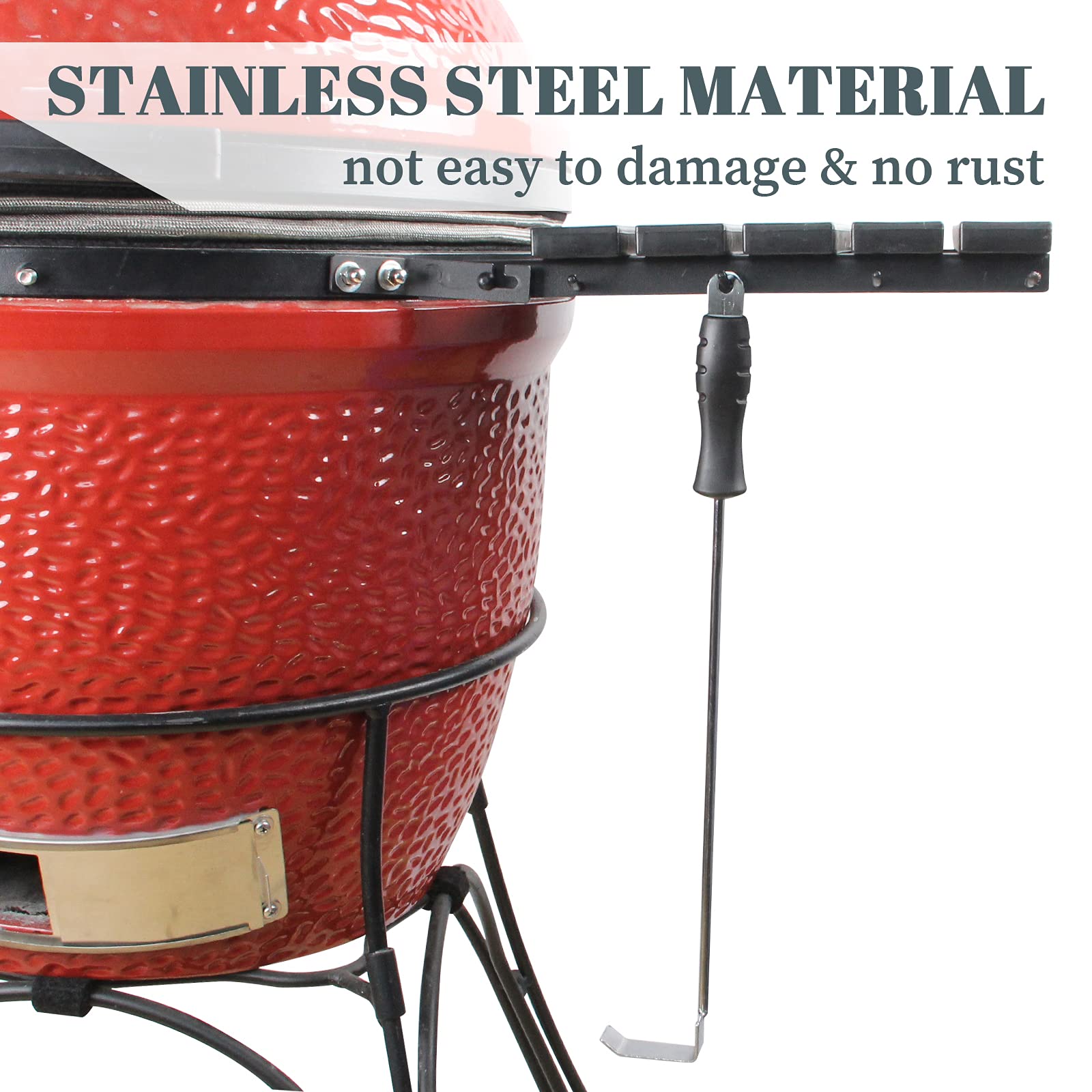 Compatible with Big Green Egg S/M/L and Kamado Joe Classic models.