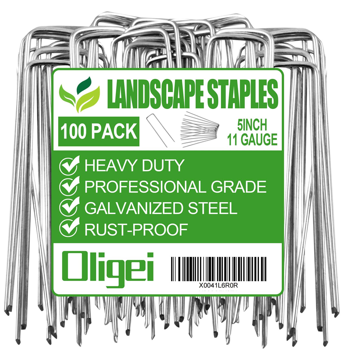 Oligei 5-inch galvanized garden stake secures weed barrier and decor