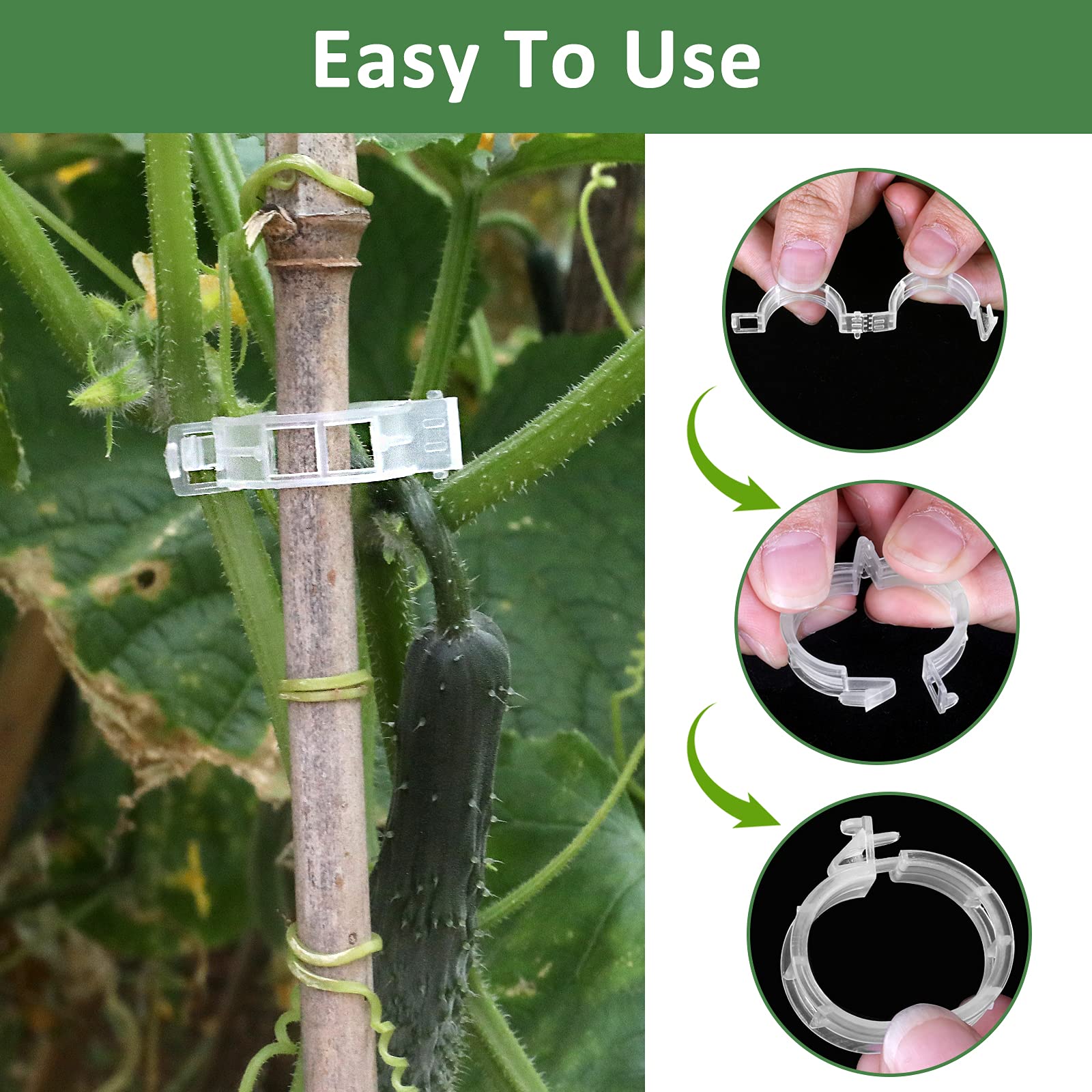 Oligei garden clip in open-close action provides secure fastening.