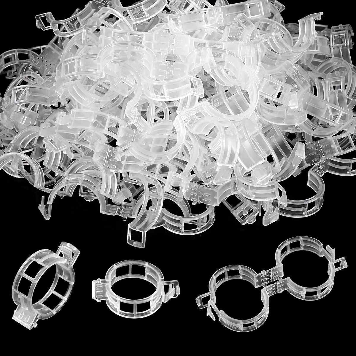 Oligei trellis clip closeup shows durable plastic construction for garden use.