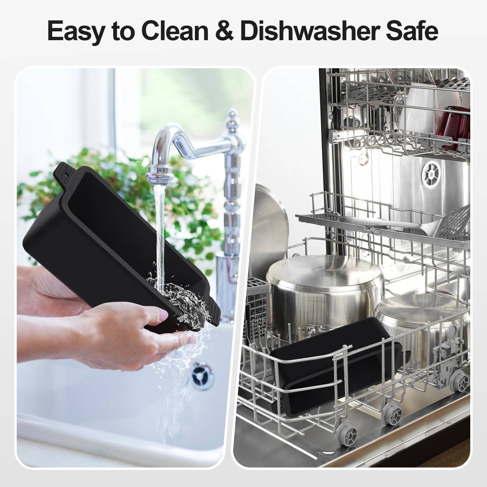 Dishwasher safe liner makes cleanup quick and easy