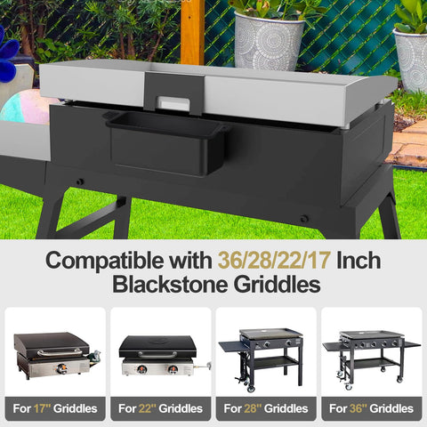 Oliggive 17-inch liner shown on Blackstone griddle preventing spills