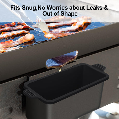 Oliggive silicone grease cup liner catches drips on a 22-inch Blackstone setup