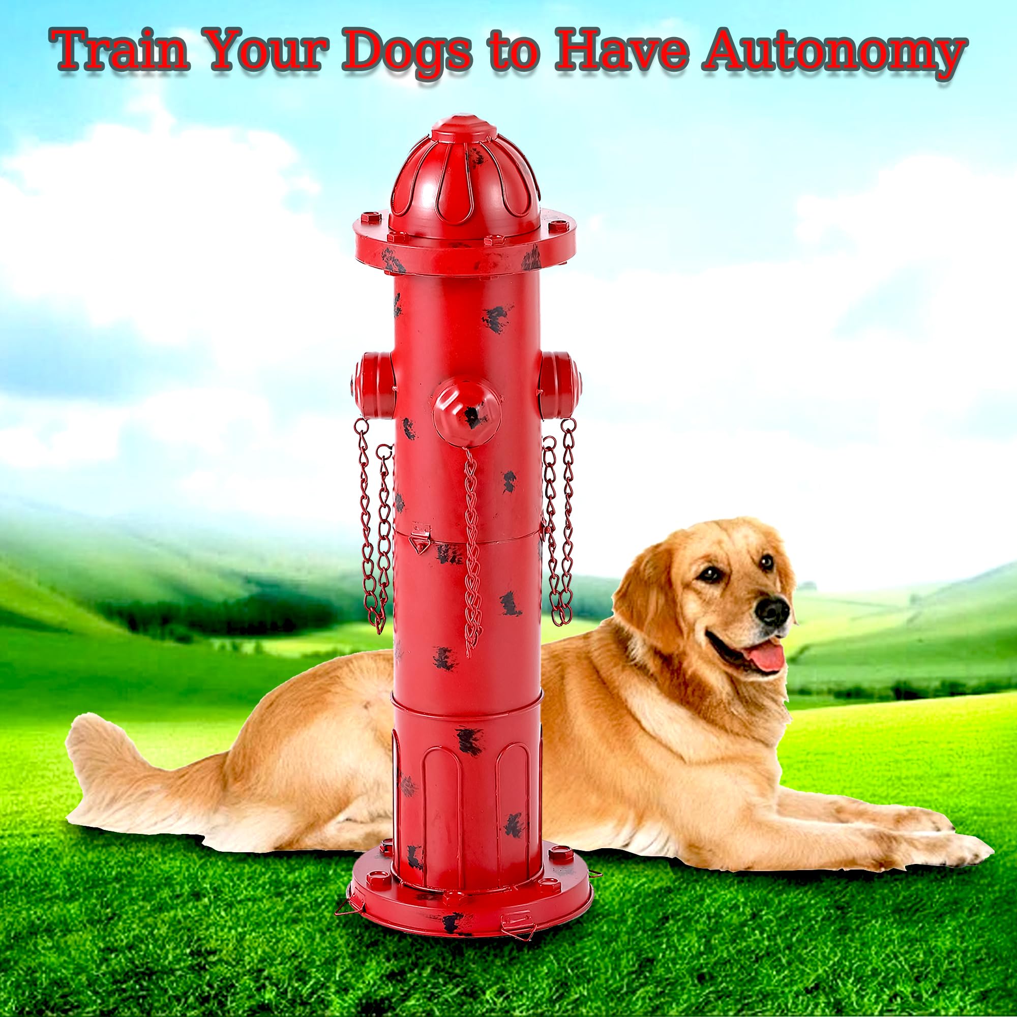 Oligski antique red hydrant as garden accent and training aid