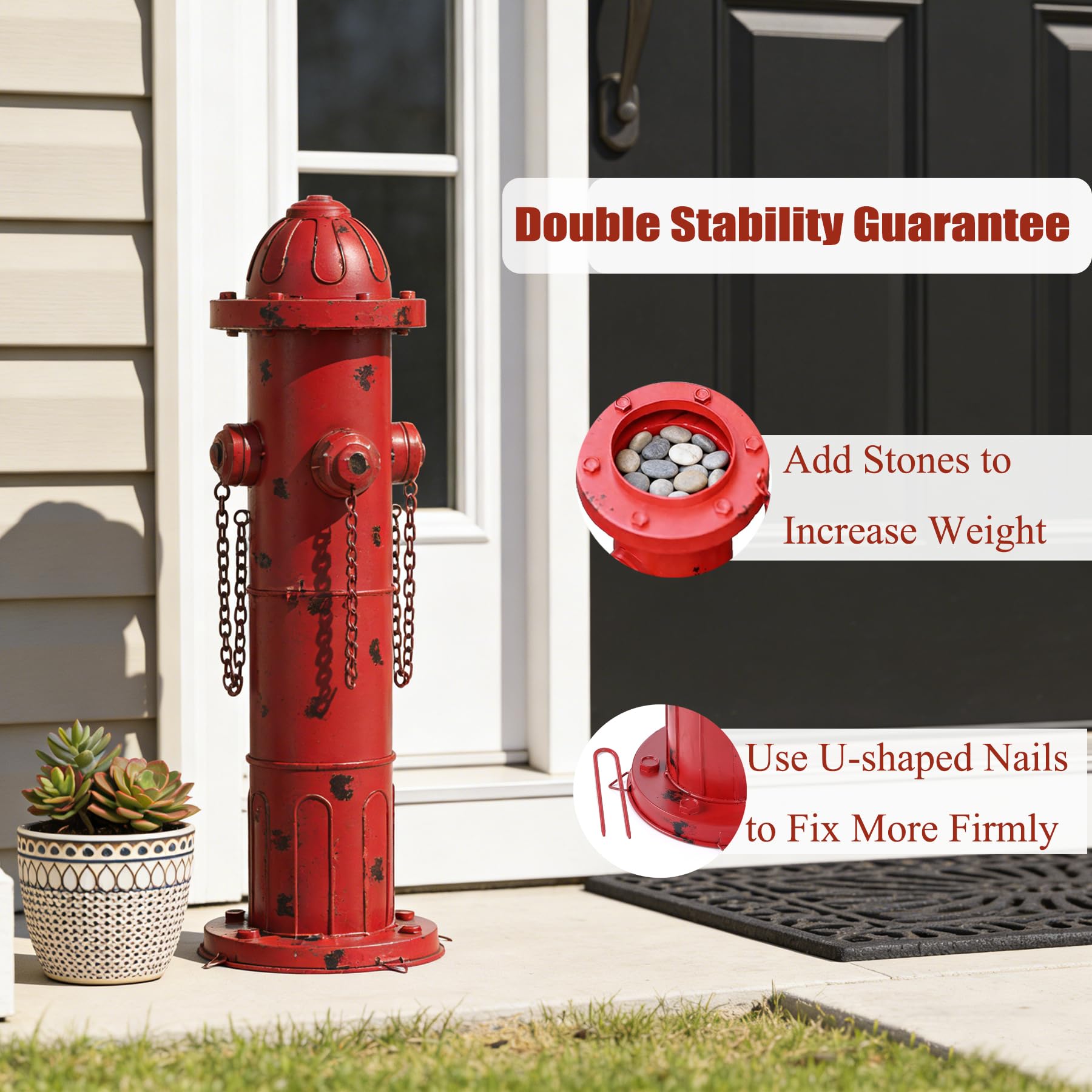 Oligski hydrant with ground stakes for stable outdoor installation