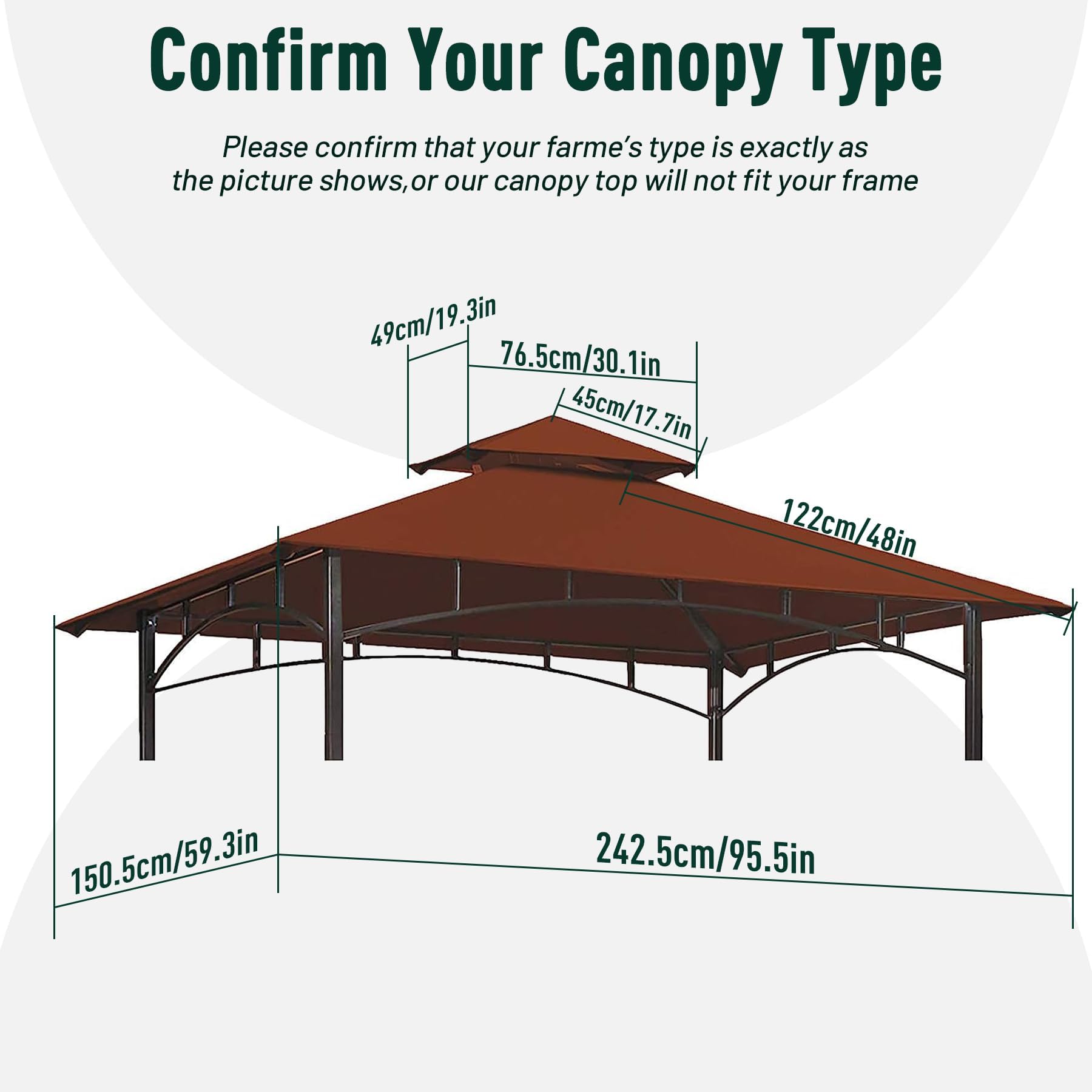 OLILAWN double roof canopy closeup enhances wind resistance and cooling.
