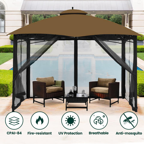 OLILAWN 4-panel design provides full enclosure for 10x10 gazebo