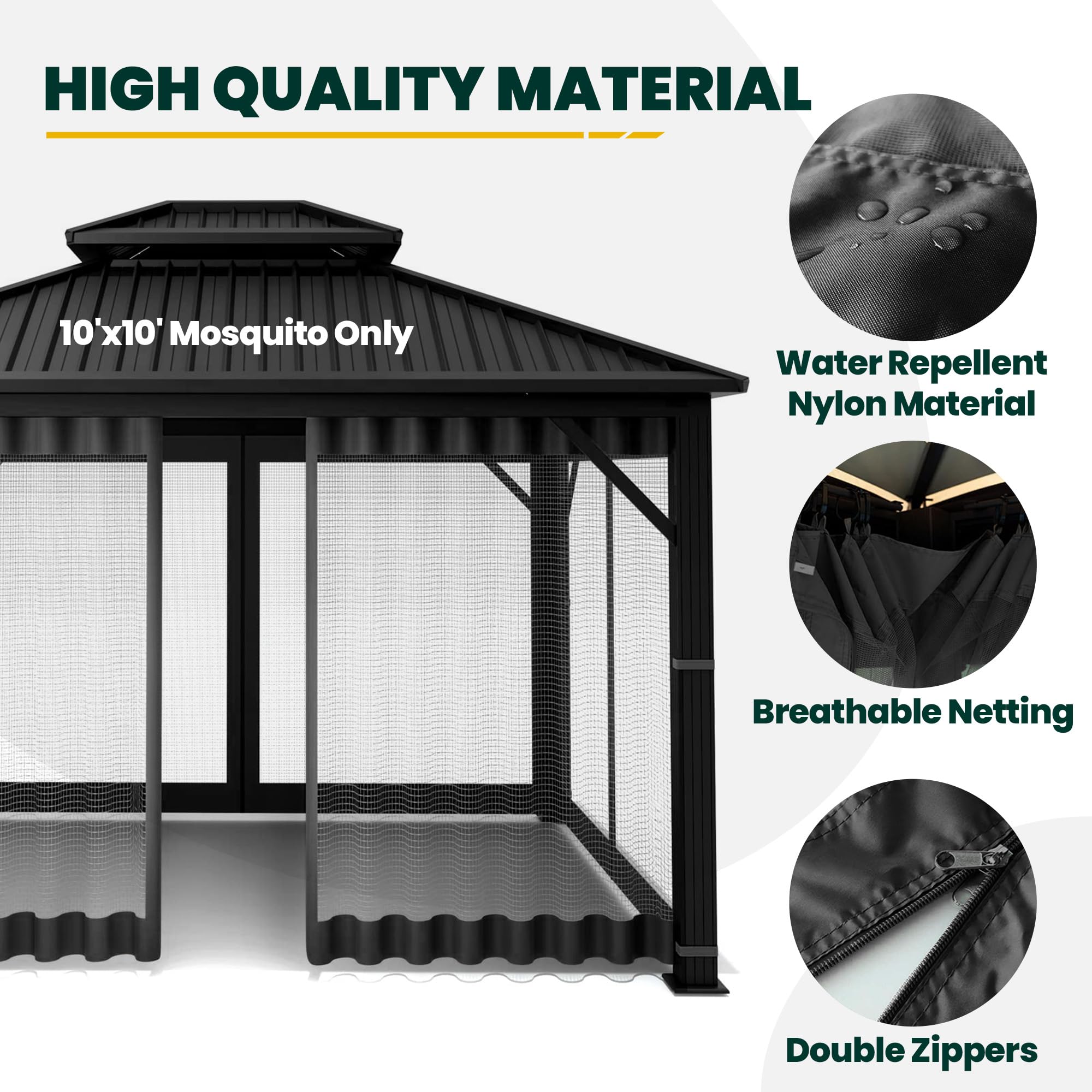 OLILAWN replacement netting with hooks ready for simple gazebo installation