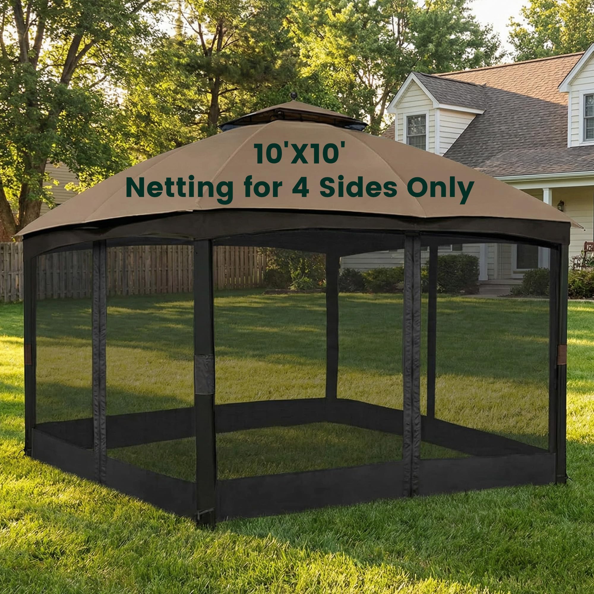 OLILAWN gazebo replacement netting 10x10 panel view for outdoor comfort and ventilation