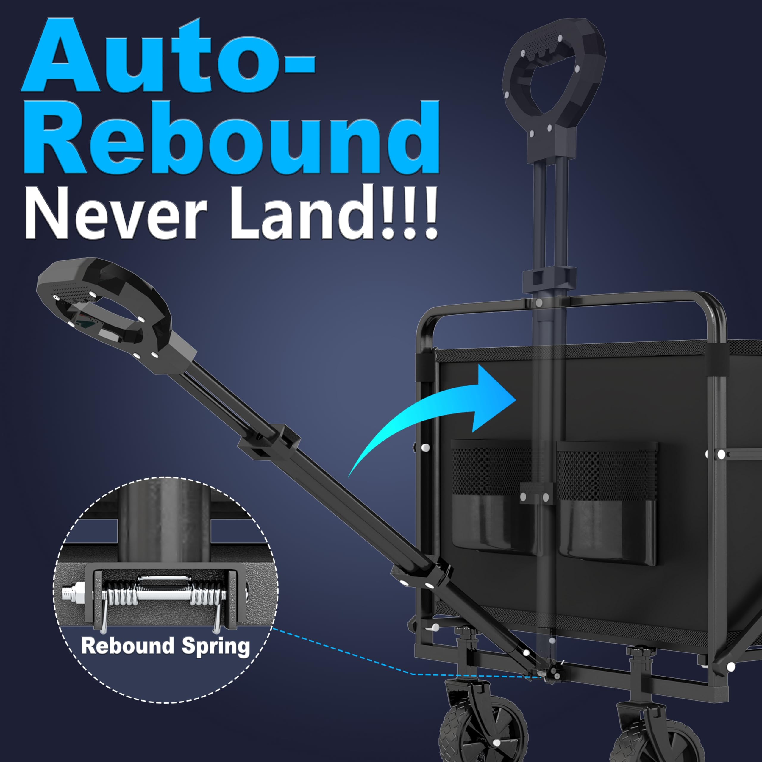 Olioliyou all-terrain wheels provide smooth moves on sand, grass, and pavement.
