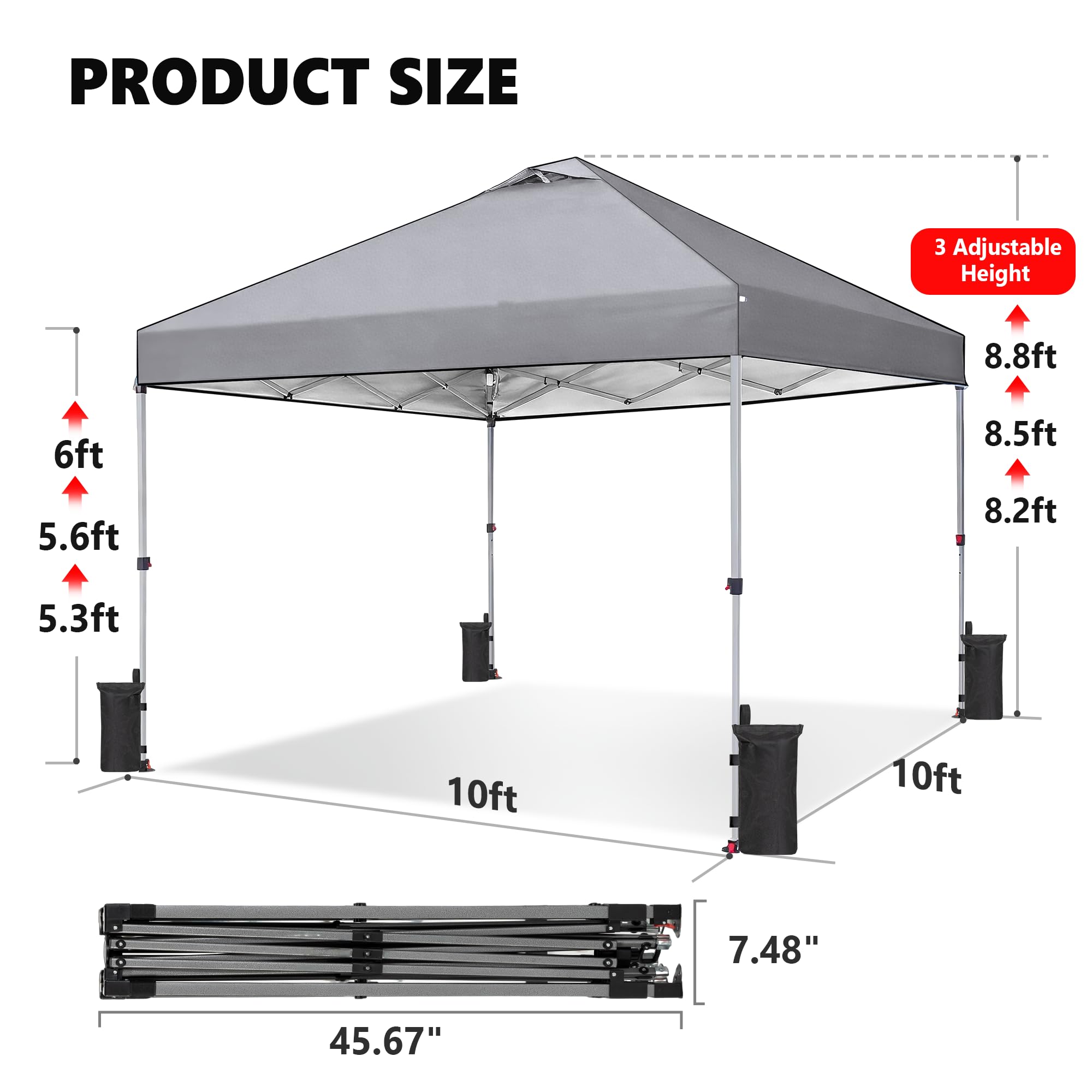OLIXIS 10x10ft shade area demonstrates generous coverage for outdoors