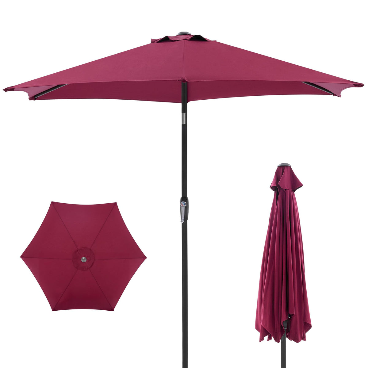 OLIXIS 7.5ft patio umbrella with tilt and crank for adjustable shade