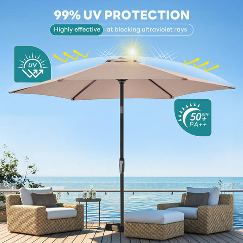 OLIXIS 7.5ft patio umbrella ventilated canopy reduces wind pressure