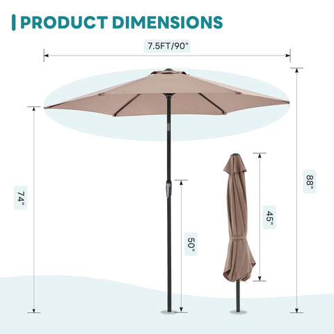 OLIXIS 7.5ft patio umbrella waterproof fabric resists fading during sunny days