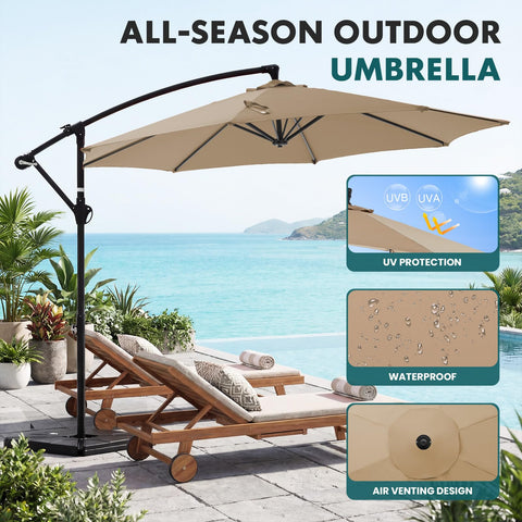 OLIXIS offset umbrella crank-tilt for easy shade adjustment.