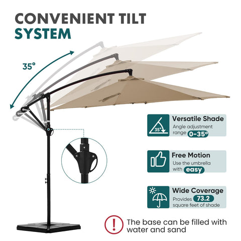 OLIXIS 9.7ft offset umbrella UPF50 fabric provides durable sun protection.