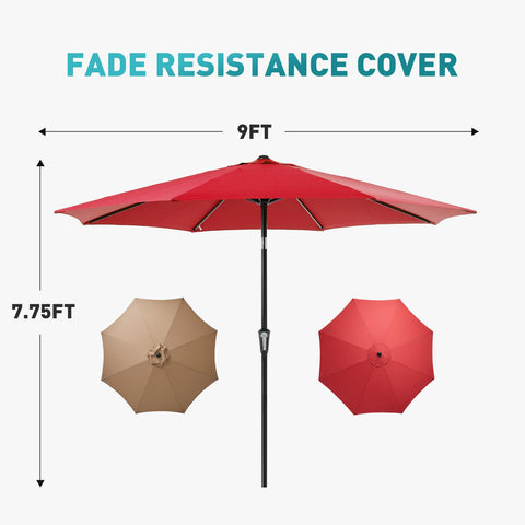 OLIXIS fade-resistant color on 9ft umbrella maintains vibrant outdoor look