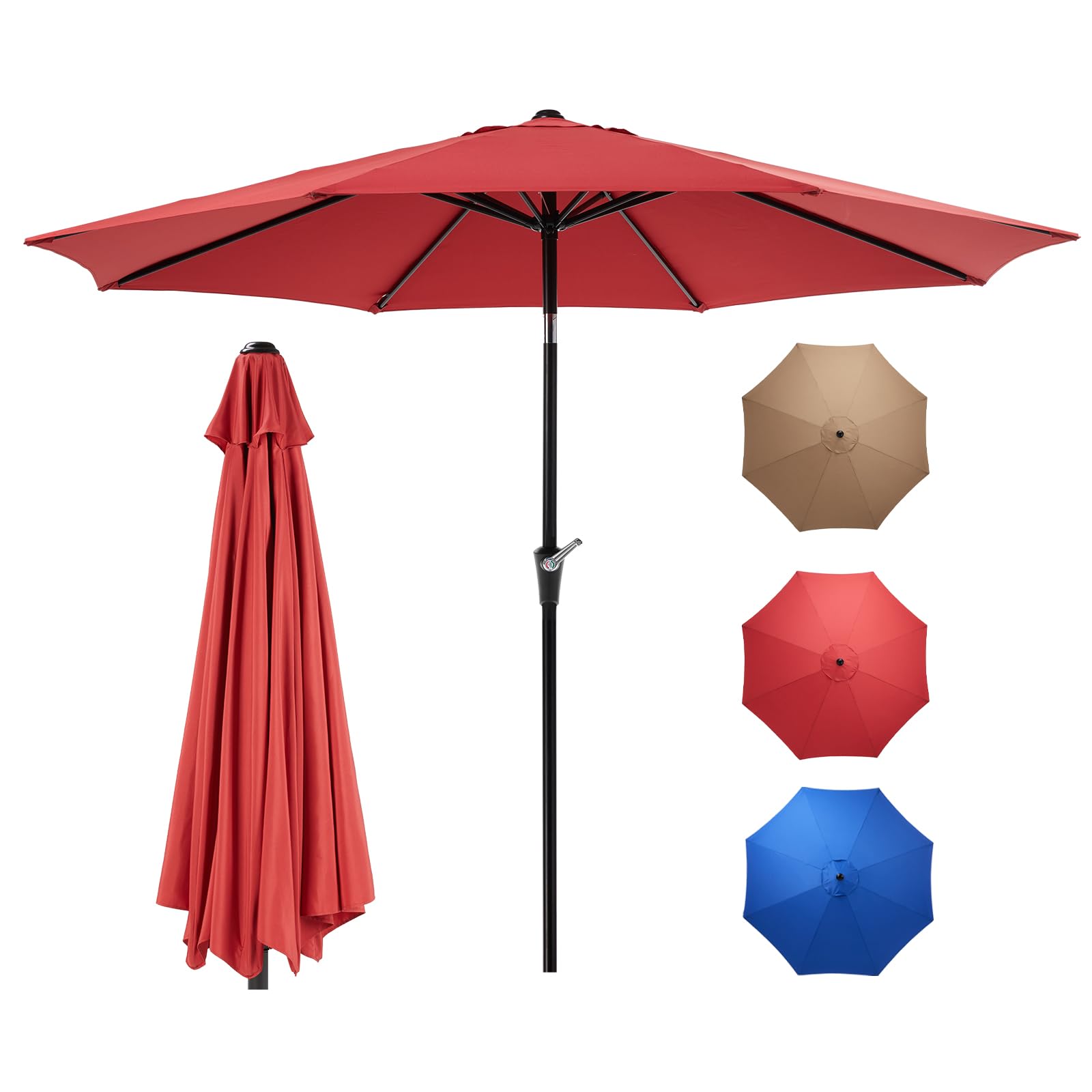 OLIXIS 9ft patio umbrella with tilt and crank in red provides adjustable shade for outdoor dining