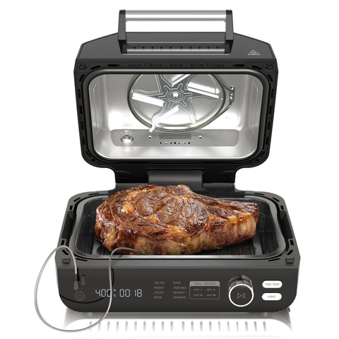 OLIXIS Electric Grill front view highlighting 8-in-1 versatility for diverse meals.
