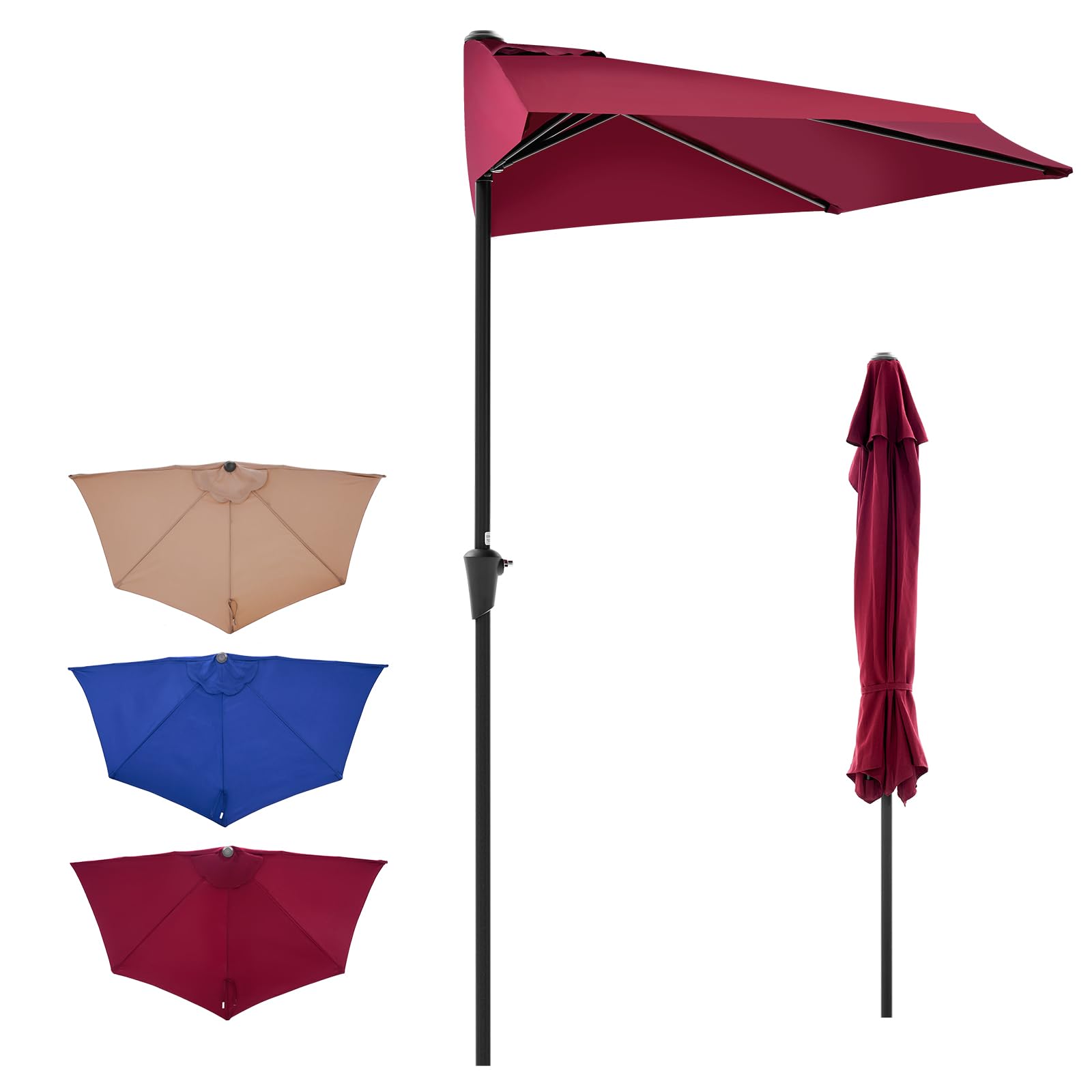 OLIXIS red scalloped umbrella ideal for balcony, patio, and garden