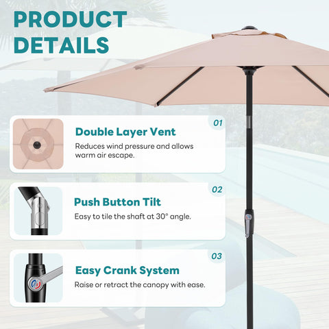 OLIXIS versatile outdoor umbrella suits poolside, terrace, and garden setups.