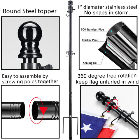 Oliynedy adjustable flagpole from 15 to 80 inches in use
